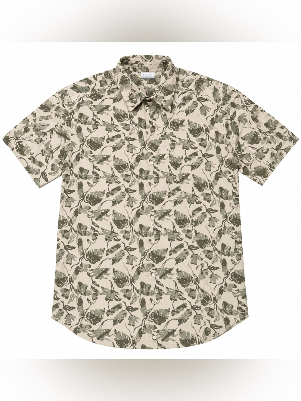 Columbia Men’s Short-Sleeve Leaf Print Shirt - Beige & Olive